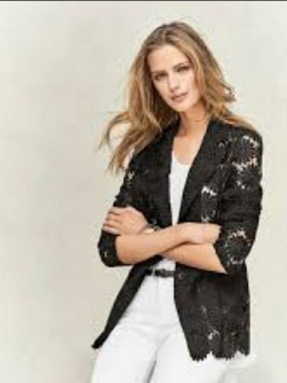 Nicole Miller Black Eyelet Blazer Jacket Size Large